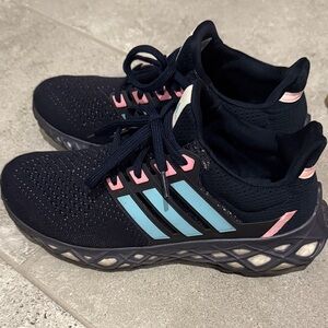 Men’s Adidas Ultraboost Blue with pink Accent Sneakers. Retails for $200